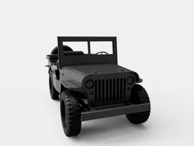WW2 Willys jeep Low-poly 3D model