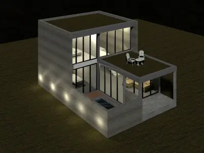 Resort house type B with 3D-printing wall 3D model