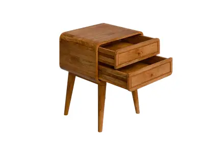 Mango Wood Bedside With 2 Drawers Low-poly 3D model