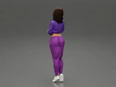 Beautiful girl in sporty outfit standing 3D print model
