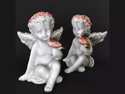 Sculpture Angel with a rose 3D model