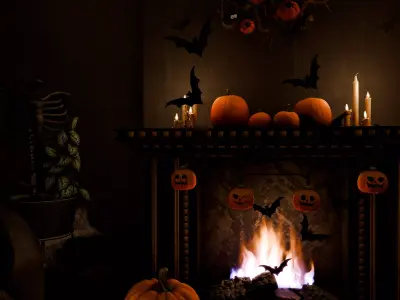 Halloween Living Room Blender Scene - NIGHT 3D model