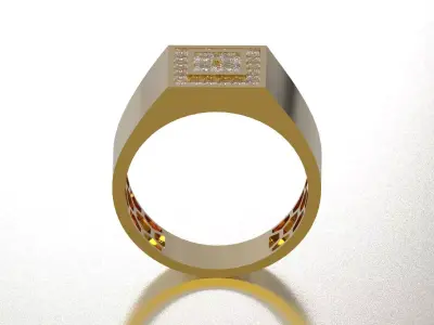 Men STL 3D Square Diamond Signet Ring model mr0326 3D print model