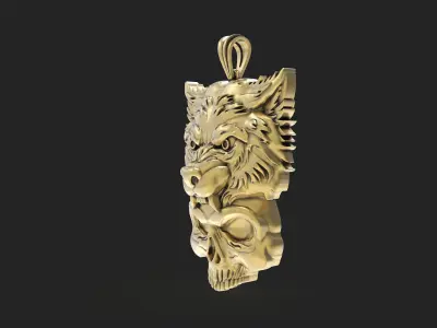 Skull Lion Gold Pendant 3D print model