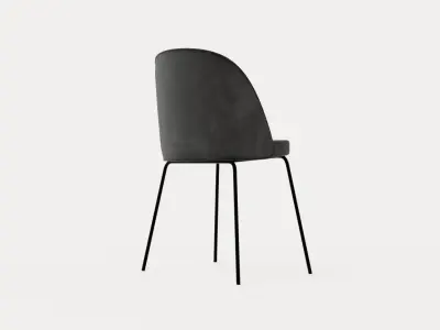 Felipe Dining Chair Velvet Gray Black Low-poly 3D model