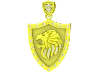 Luxury Lion Shield Pendant 3D Model 4270 3D print model