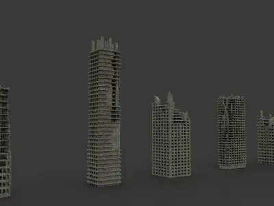 Ruined buildings pack - Free download Free low-poly 3D model