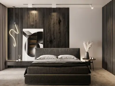 Master Bedroom Dark Color Scene 3D Models 3D model