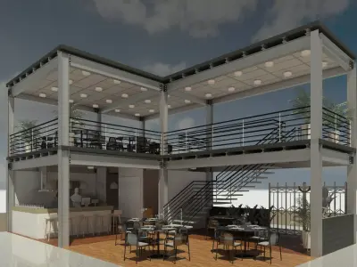 Contemporary-style Cafe Bar   3D model