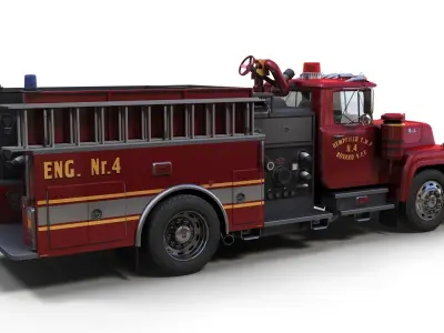 Classic Fire truck Low-poly 3D model