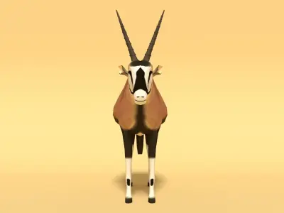 Low Poly Cartoon Gemsbok Oryx Gazella Low-poly 3D model