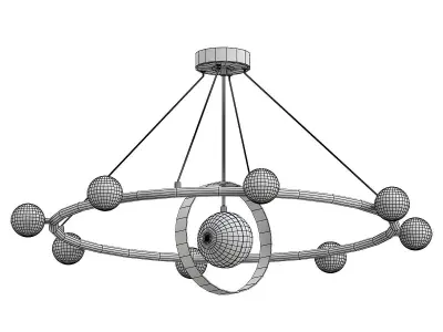 raise gold chandelier with glass balls 3D model