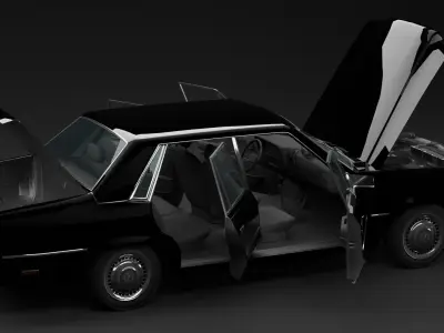 American Sedan Downsized realistic Rigged and customizable Low-poly 3D model