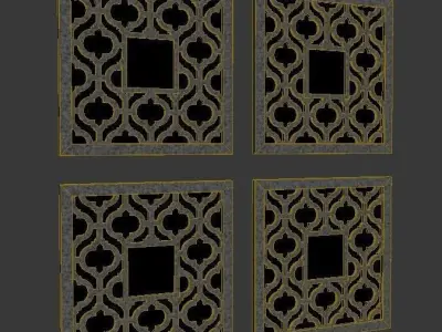 Decor set of four decorative squares 3D model