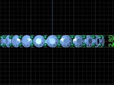 U Shaped Eternity Ring 2 point 8 mm stone size swiss 18 and EU58 3D print model