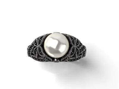 Huge Pearl Engagement Ring 3D print model