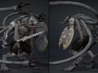 Ghost Spearman Tentacle Low-poly 3D model