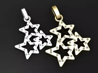 gold star pendant 3D printable model  3D print model