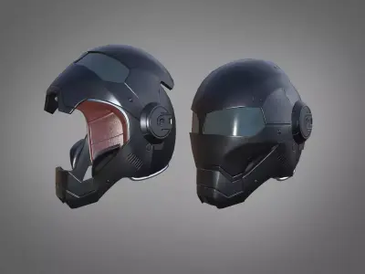 Low poly IRON MAN Motorcycle Helmet Low-poly 3D model