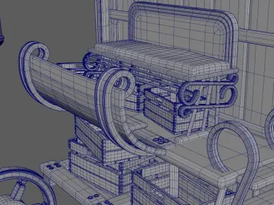 Caravan - 4 wagon with tent 3D model