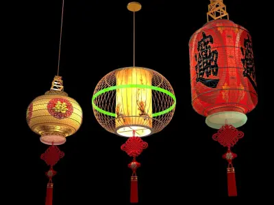 Chinese red lantern  3D model 16