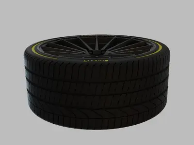 Miniature Vossen VFS-2 Rim and Tire - 3D Print - No Textures 3D print model