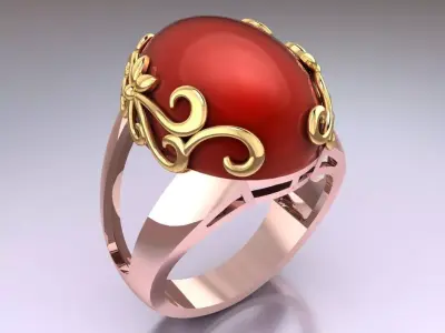 Oval Stone Ring - GN219 3D print model