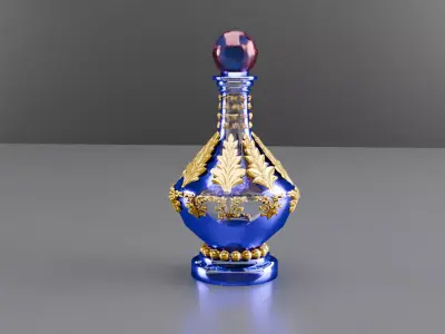 Blue Perfume In Glass Bottles 3D model