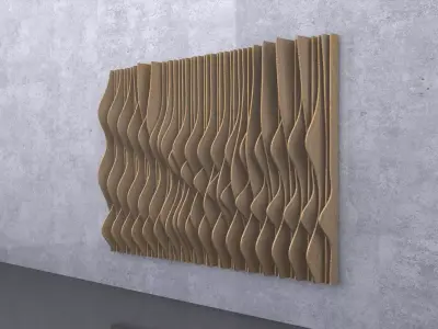 3 Intertwined parametric wooden panels 3D model