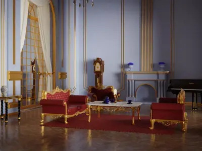 Classic Living Room 3d Scene 3D model