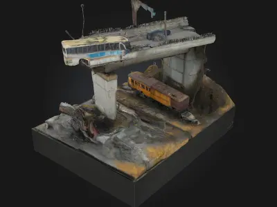 Surviving the Wasteland Diorama  A Tale of Grit in a Broken 3D model