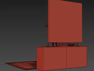 RECLAIMED RUSSIAN OAK PANEL 4-DOOR WOOD SIDEBOARD 3D model