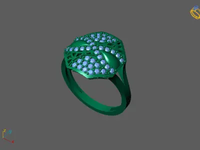 STL 3DM Women Ring Womens Ring Diamonds With Stone Model 3D print model