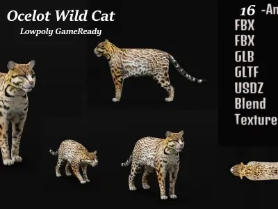 Ocelot Wild Cat Low-poly 3D model