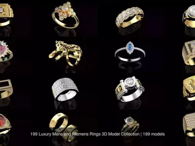 199 Luxury Mens and Womens Rings 3D Model Collection 3D Model Pack