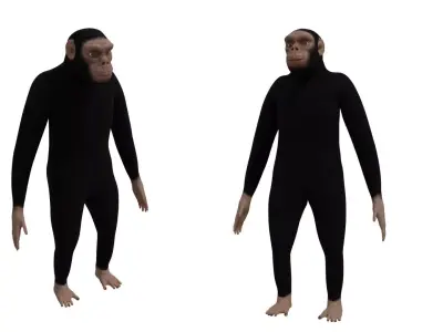 Rigged Ape Low-poly 3D model