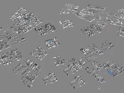 Modern birdseye view of urban planning Urban buildings office 3D model
