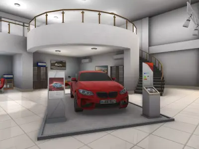 Realistic Car Garage Showroom Low-poly 3D model