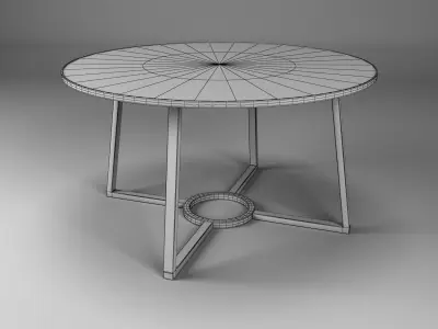 Table - Low Poly round dining with base Free 3D model