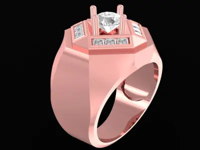 Luxury Geometric Diamond Men Ring  2833 3D print model