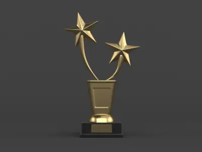 Gold Trophy Cups 3D model 18