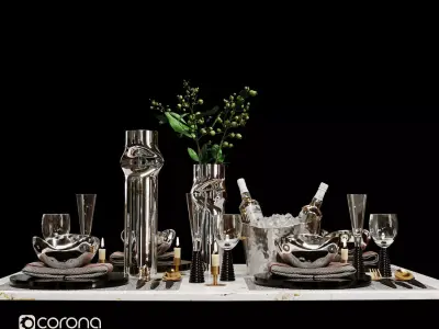 Luxury Model Room Tableware Set-8 3D model