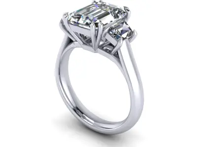 Emerald Diamond Woman Wedding Ring 3D print model