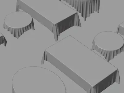 Detailed tablecloth 3D model