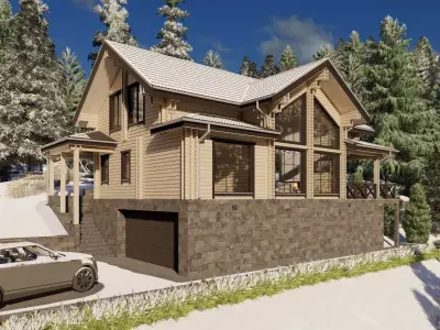 3D model of a wooden house 3D model 7