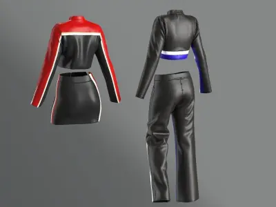 2 Leather Outfits 3D model