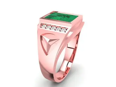 Luxury Square Gemstone Baguette Diamond Men Ring  386 3D print model