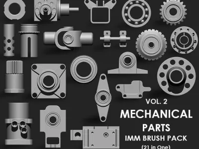 MECHANICAL PARTS MEGA PACK 4 IN ONE  87 BRUSHES 3D model