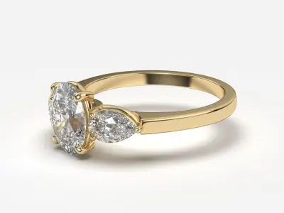 Three Stone diamond Ring 3D print model