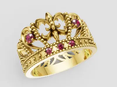 ruby gold ring 3D printable model  3D print model